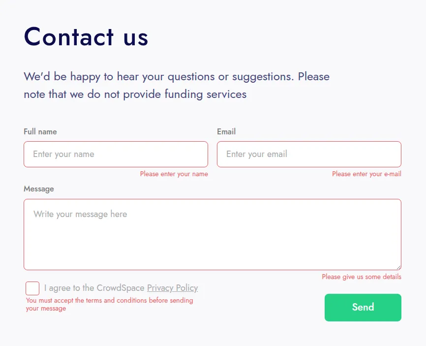 Required-field message rendered on the frontend.